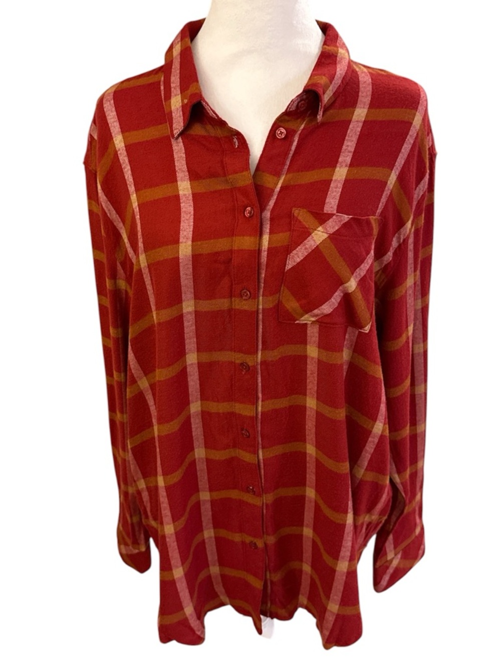 Market & Spruce Maroon Plaid Button-Down Shirt